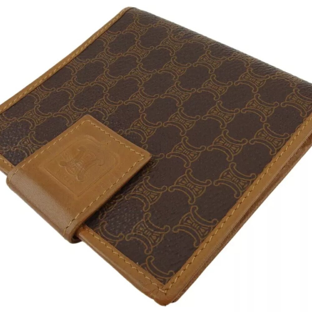 CELINE Two-folded wallet Macadam beige PVC x leather Authentic used - Picture 4 of 10